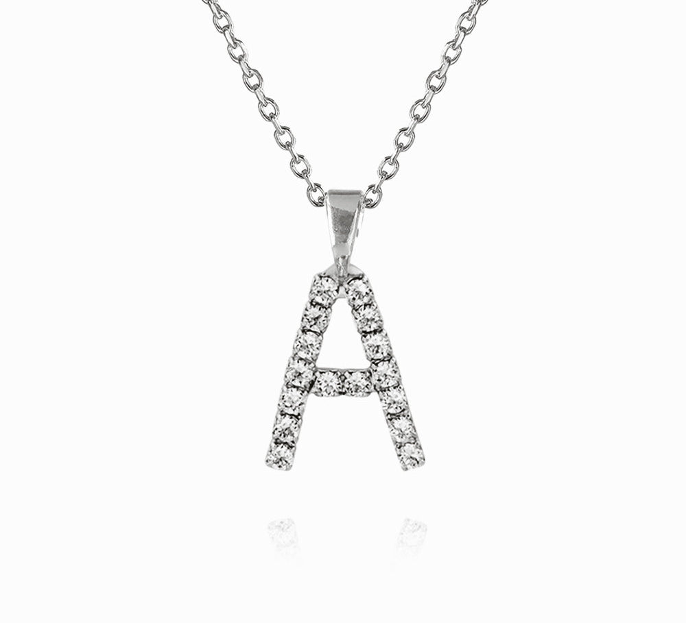 Mini Letter Necklace A / Crystal