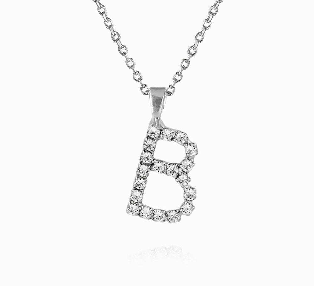 Mini Letter Necklace B / Crystal