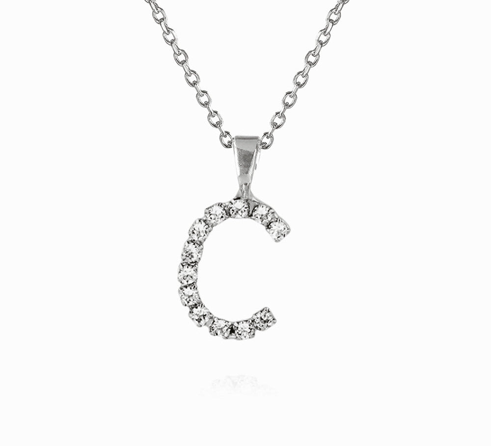 Mini Letter Necklace C / Crystal