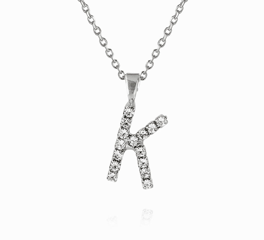 Mini Letter Necklace K / Crystal