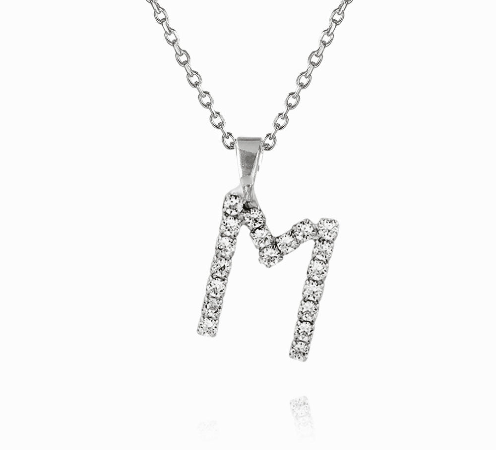Mini Letter Necklace M / Crystal