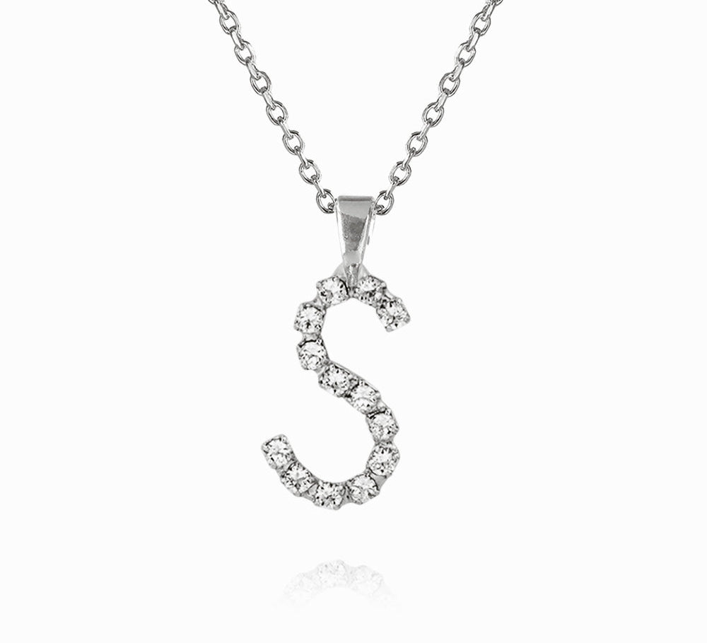 Mini Letter Necklace S / Crystal