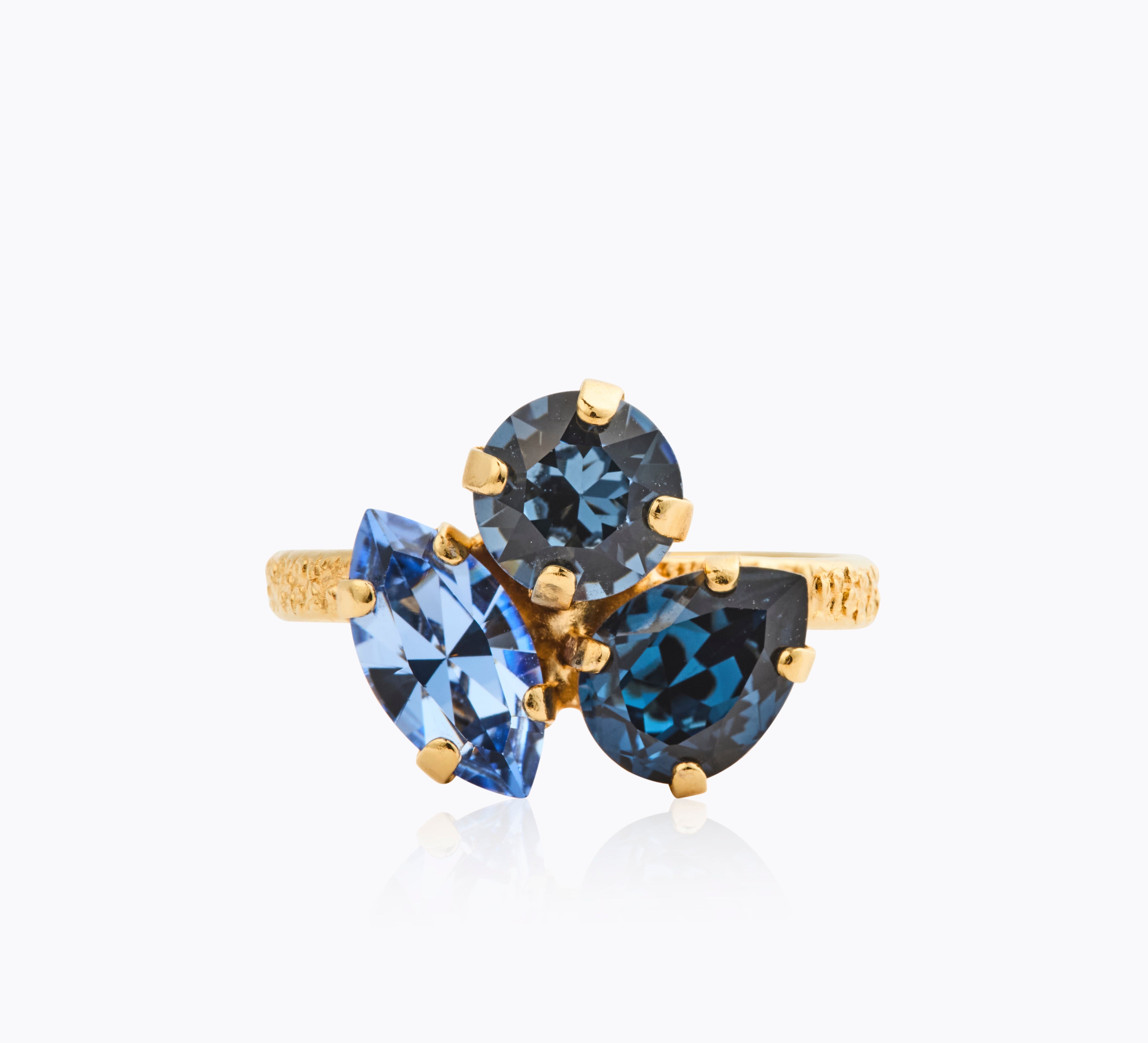 Caroline Svedbom - Ana Ring Denimblue Combo Gold