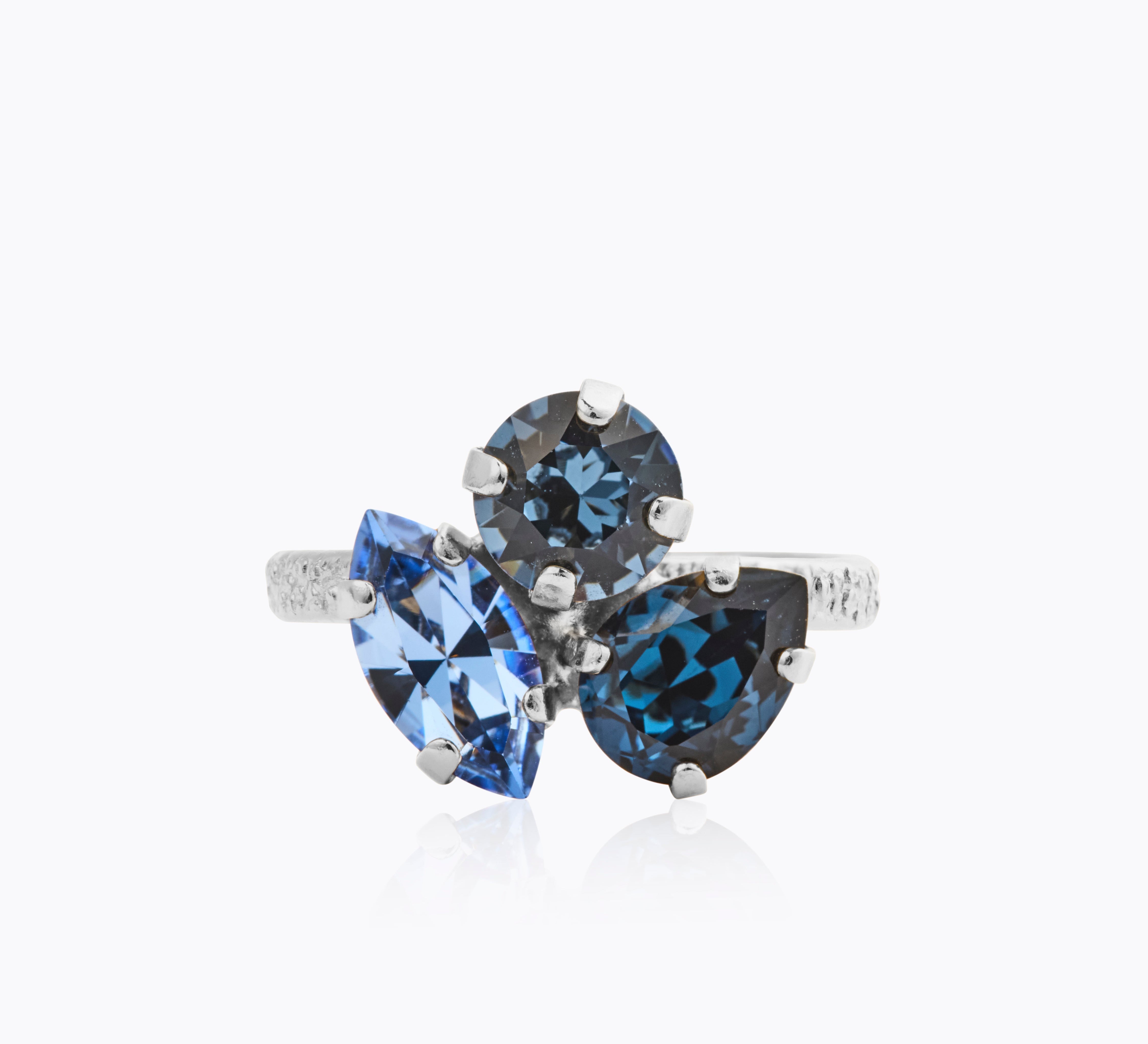 Caroline Svedbom - Ana Ring Denimblue Combo Rhodium