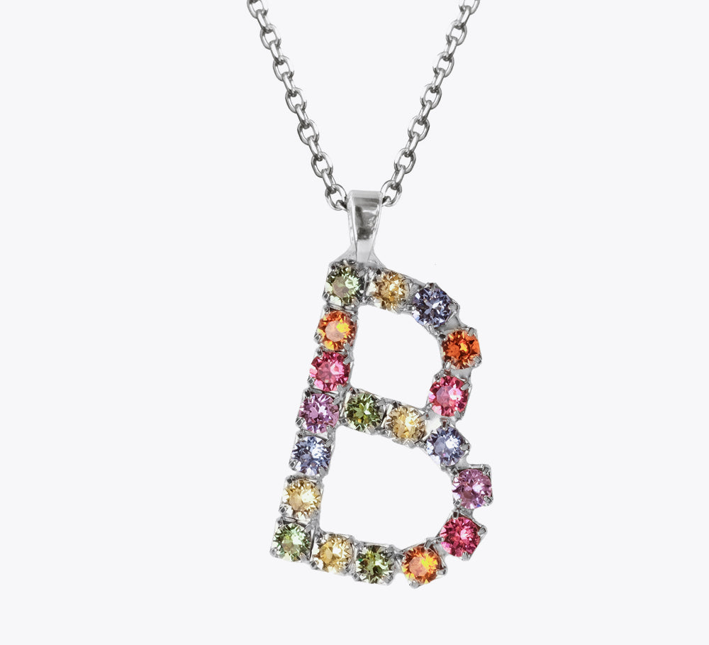 Letter Necklace B / Rainbow Combo