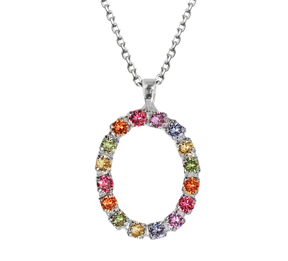 Letter Necklace O / Rainbow Combo