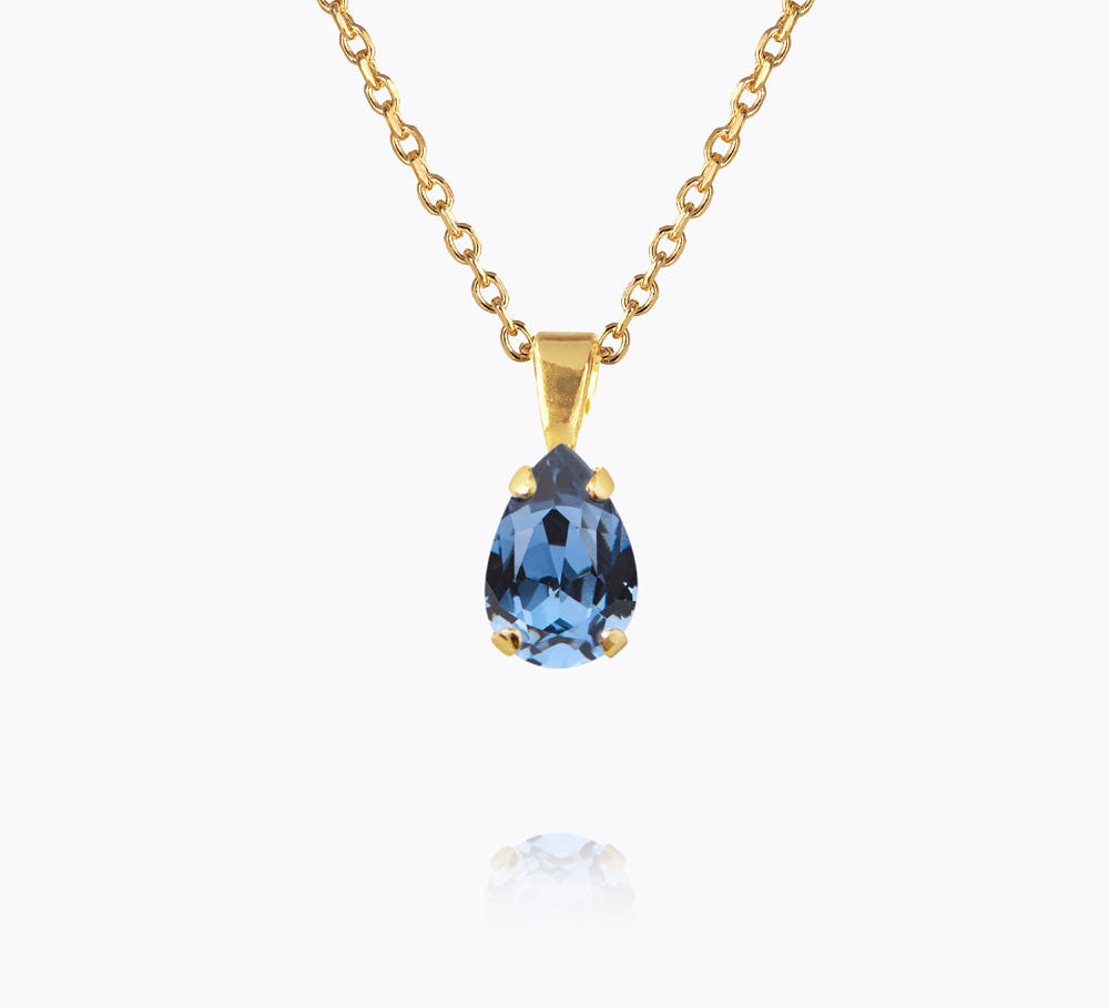 Caroline Svedbom - Petite Drop Necklace Denim Blue Gold