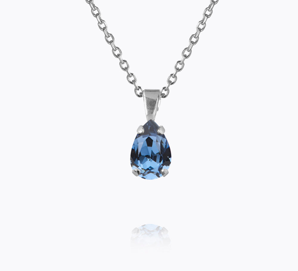 Caroline Svedbom - Petite Drop Necklace Denim Blue Rhodium
