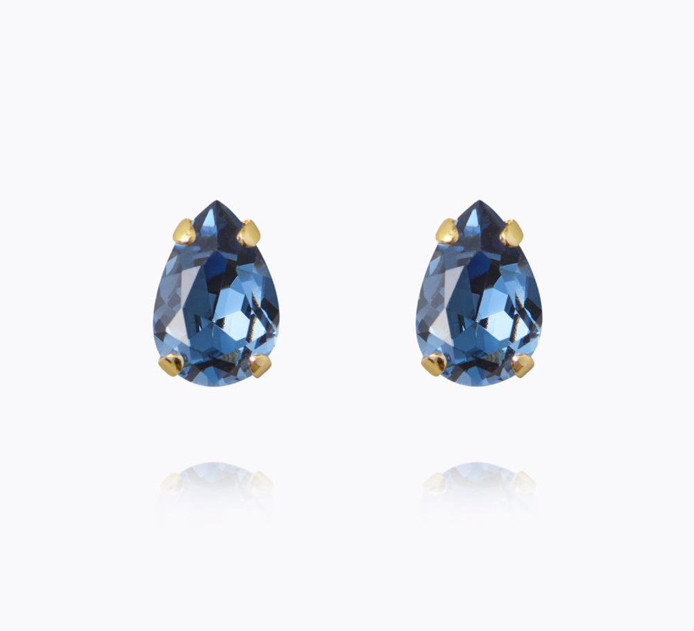 Caroline Svedbom - Petite Drop Stud Earrings Denim Blue Gold