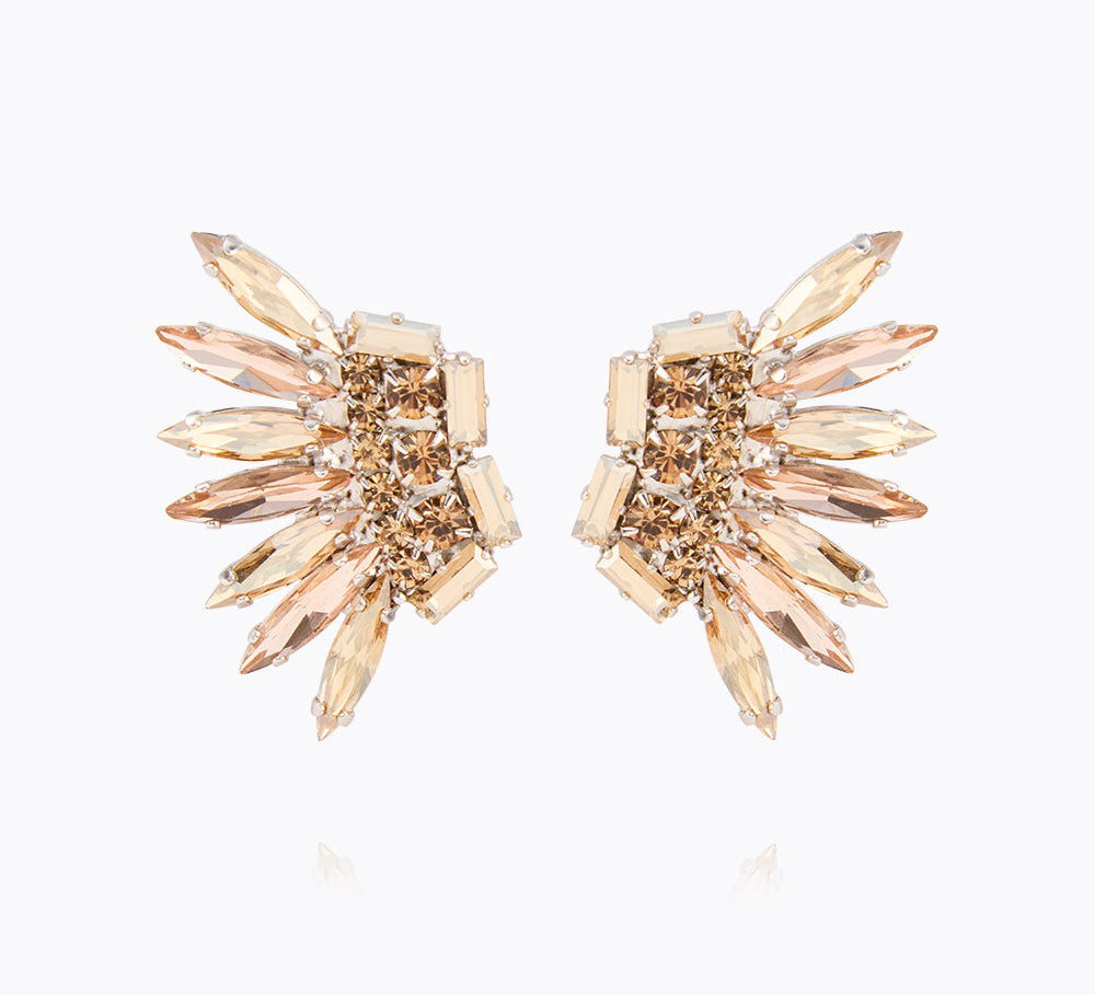 Caroline Svedbom - Feather Earrinings Golden Combo Rhodium