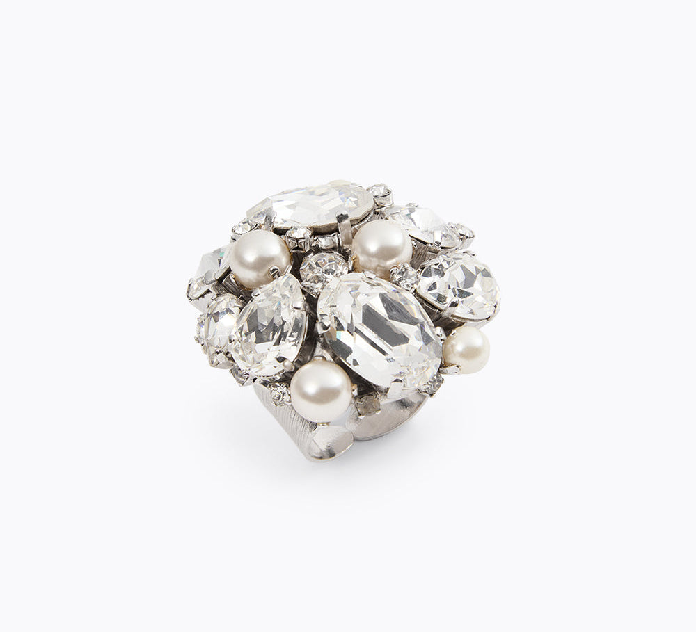Caroline Svedbom - Katia Ring Pearl Crystal Gold