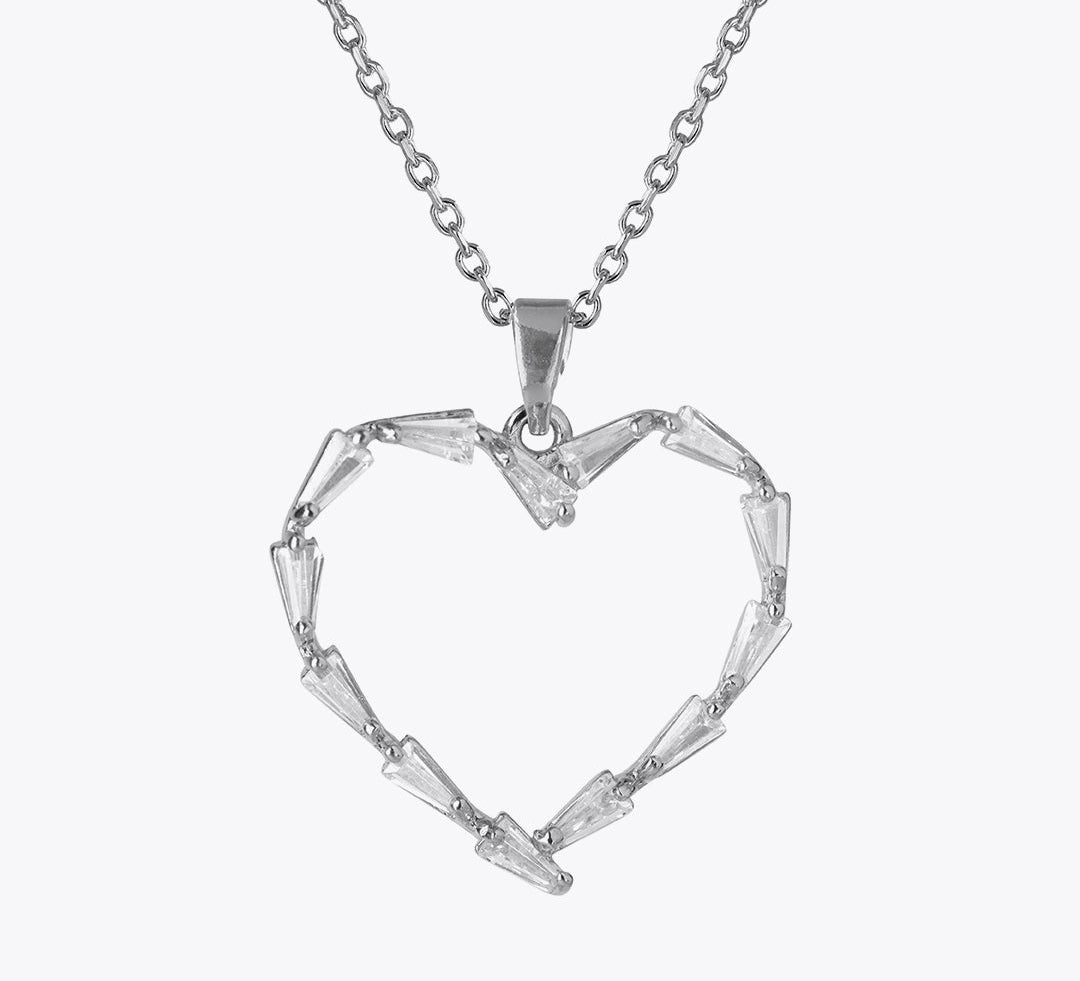 Baguette Heart Necklace / Crystal