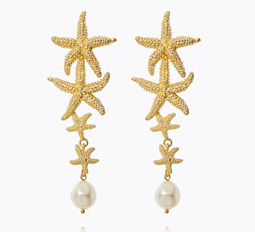 Caroline Svedbom - Falling Sea Star Earrings Pearl Gold