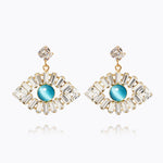 Caroline Svedbom - Greek Eye Statementearrings Crystal Aquamarine Gold
