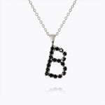 Caroline Svedbom - Mini Letter Black Necklace Letter B Rhodium