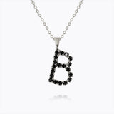 Caroline Svedbom - Mini Letter Black Necklace Letter B Rhodium