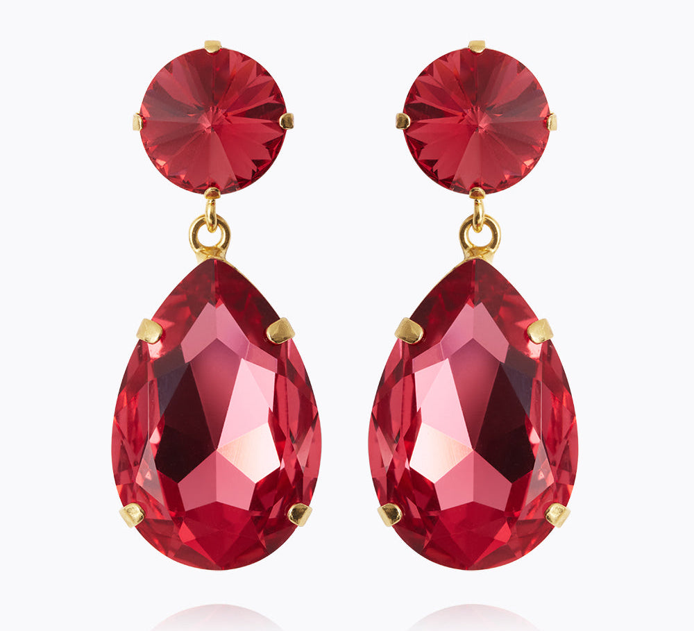 Caroline Svedbom - Perfect Drop Earrings Mulberry Red Gold