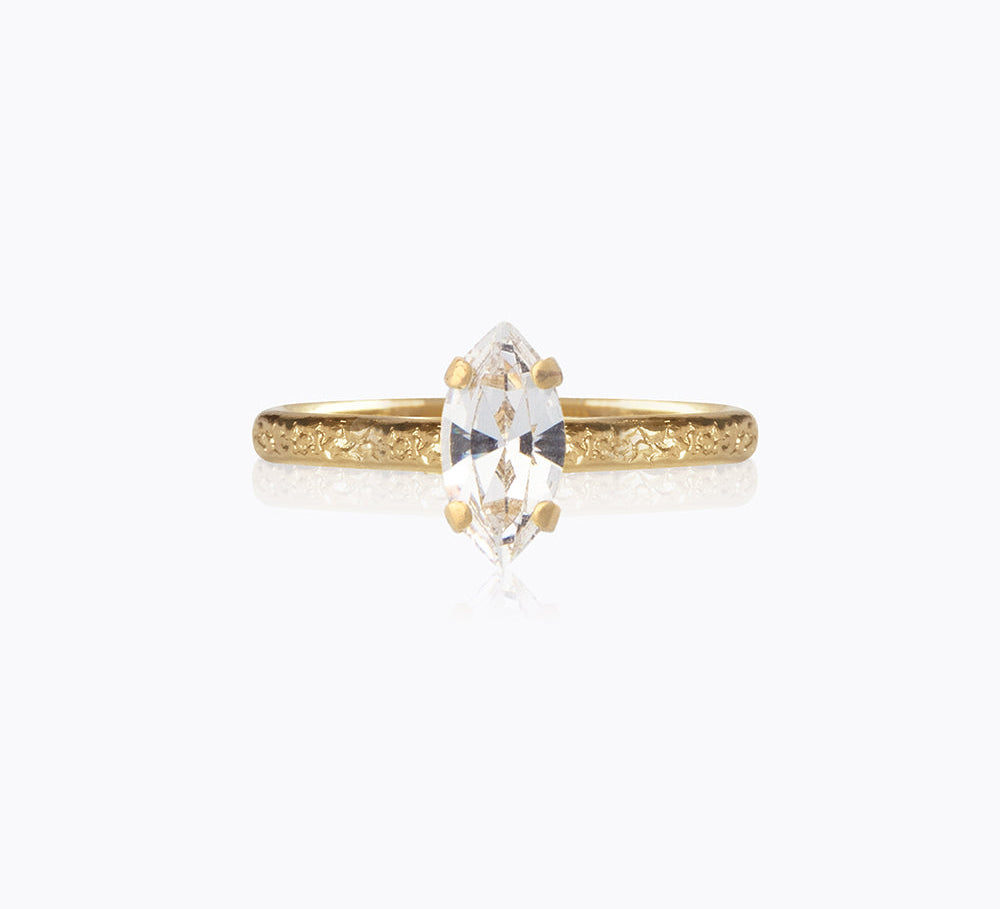 Caroline Svedbom - Petite Navette Ring Crystal Gold