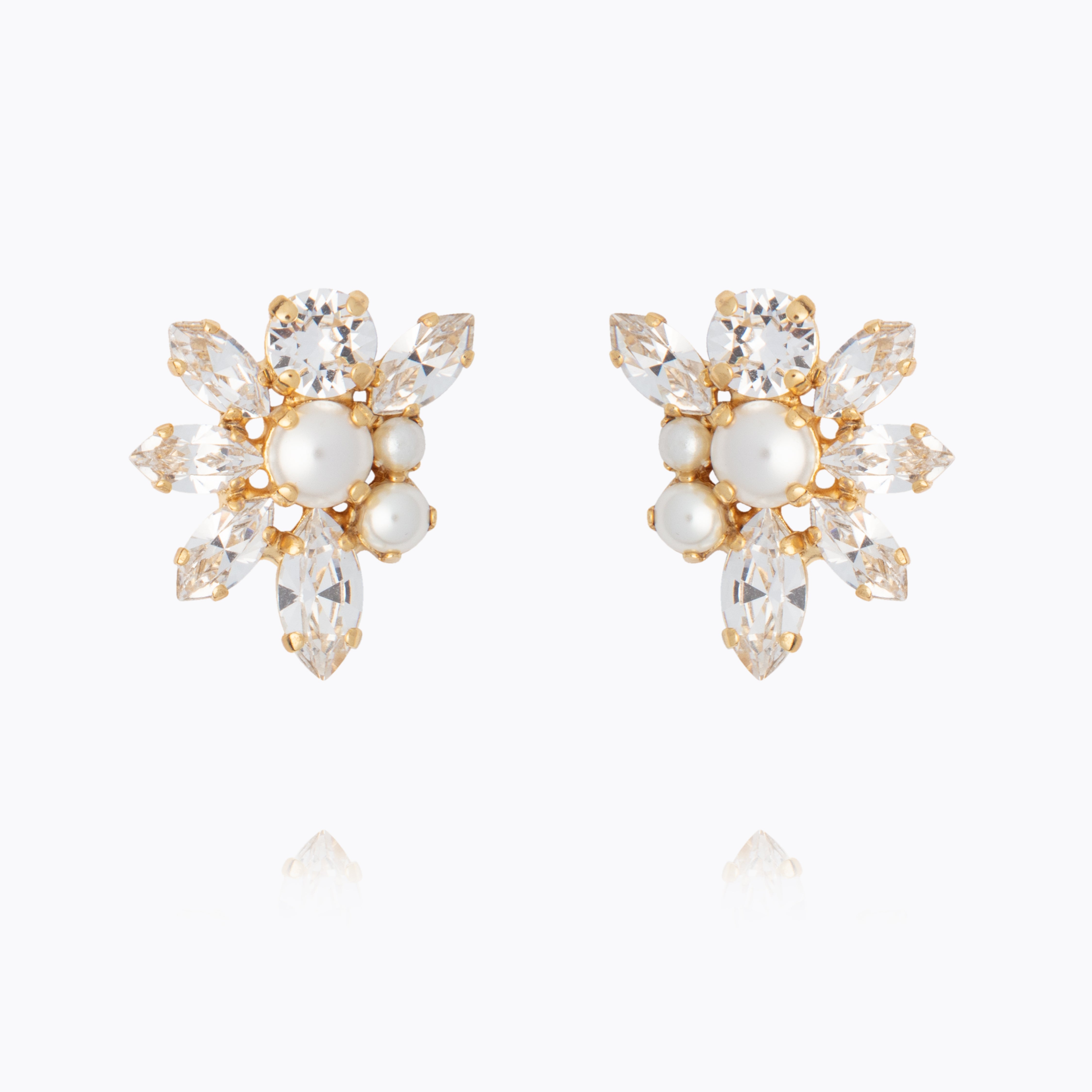 Caroline Svedbom - Floral Pearl Earrings Pearl Crystal Gold