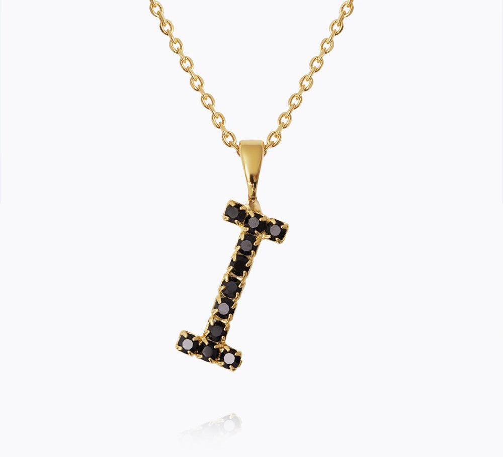 Caroline Svedbom - Mini Letter Black Necklace Letter I Gold