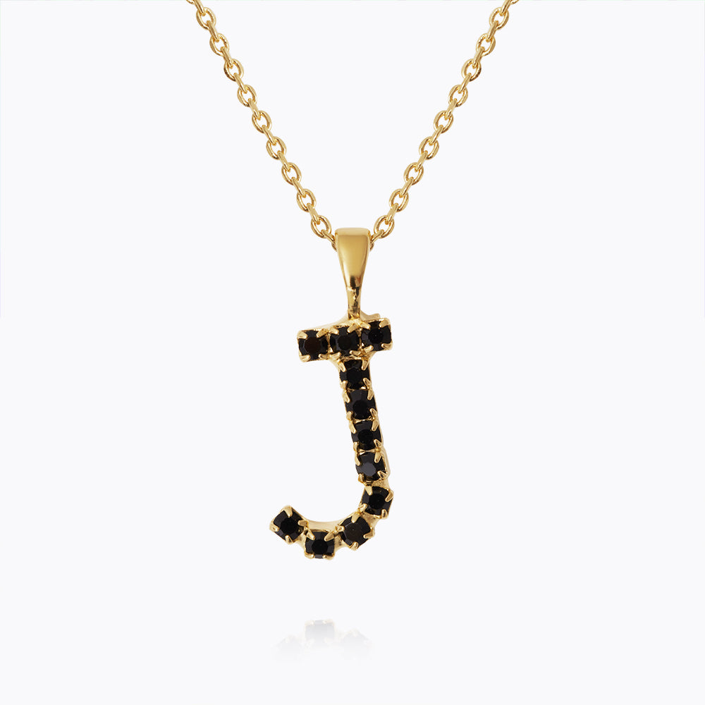 Caroline Svedbom - Mini Letter Black Necklace Letter J Gold