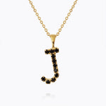 Caroline Svedbom - Mini Letter Black Necklace Letter J Gold