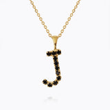 Caroline Svedbom - Mini Letter Black Necklace Letter J Gold