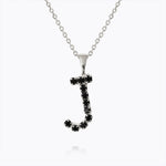 Caroline Svedbom - Mini Letter Black Necklace Letter J Rhodium
