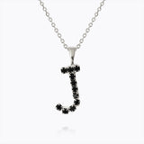Caroline Svedbom - Mini Letter Black Necklace Letter J Rhodium
