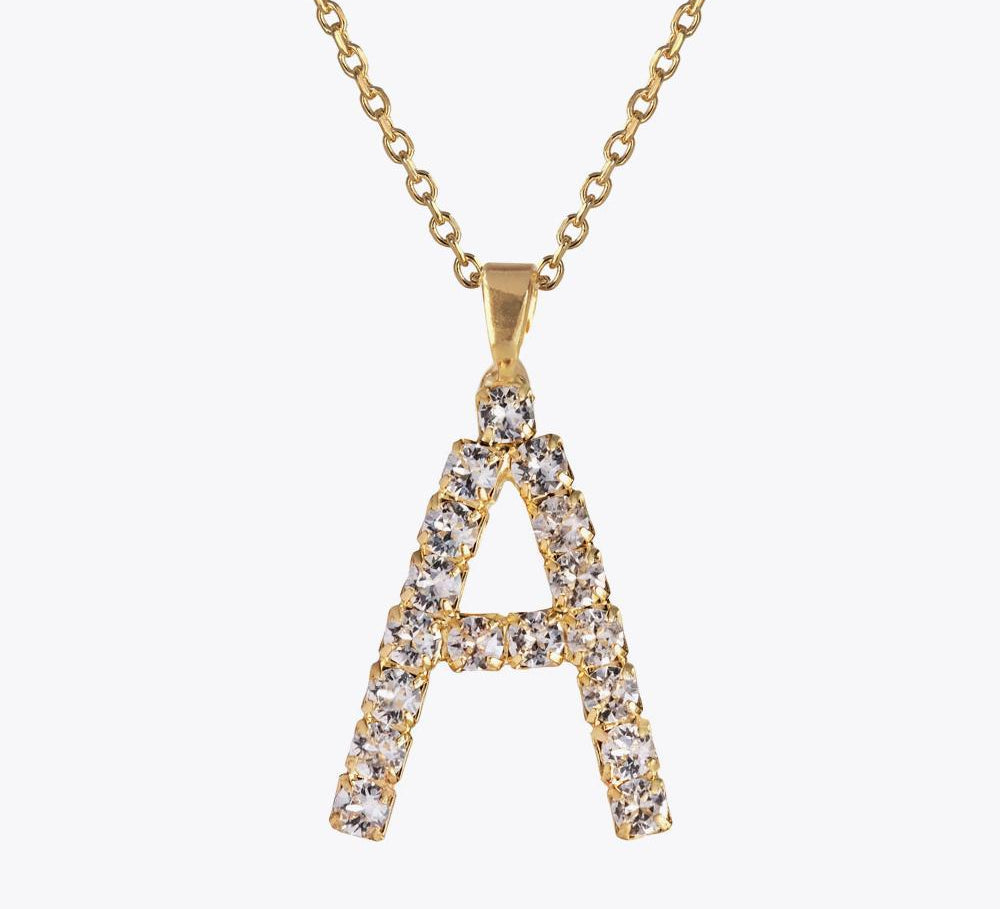 Caroline Svedbom - Letter Necklace Crystal Gold 70 Letter A Cm