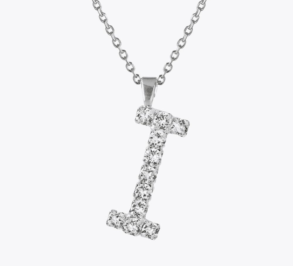 Caroline Svedbom - Letter Necklace Crystal Rhodium 70 Letter I Cm