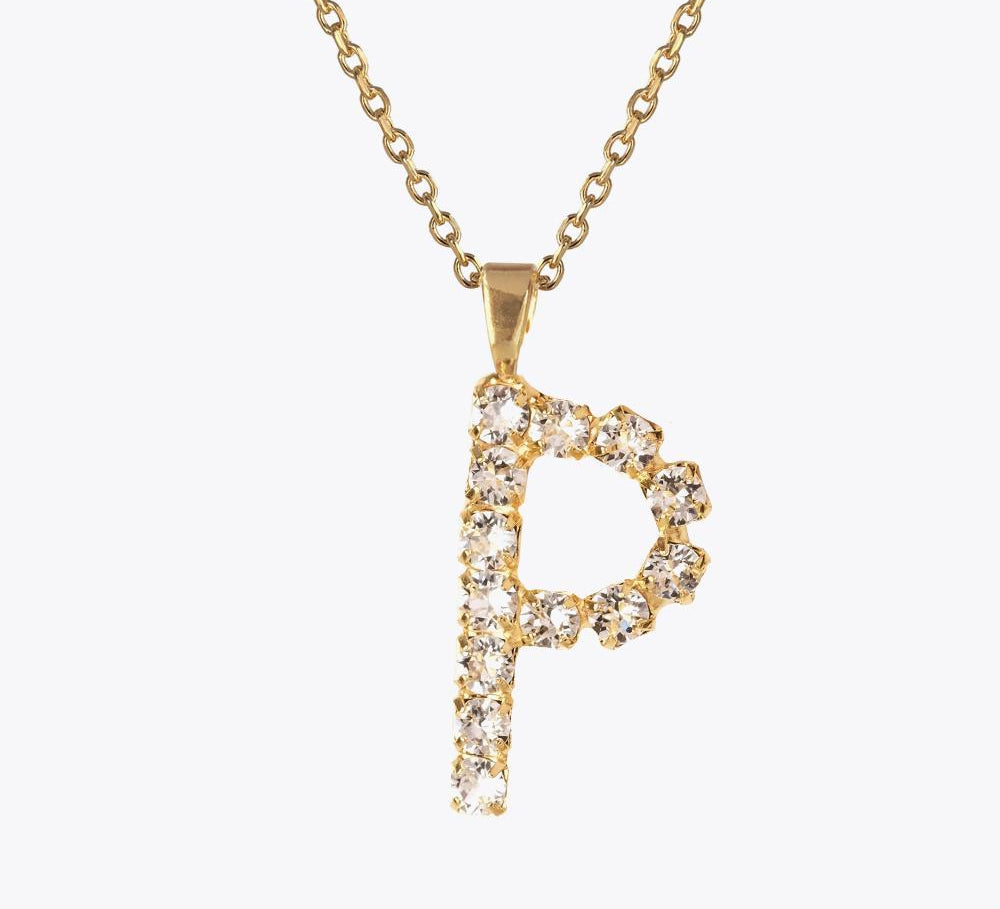 Caroline Svedbom - Letter Necklace Crystal Gold 70 Letter P Cm