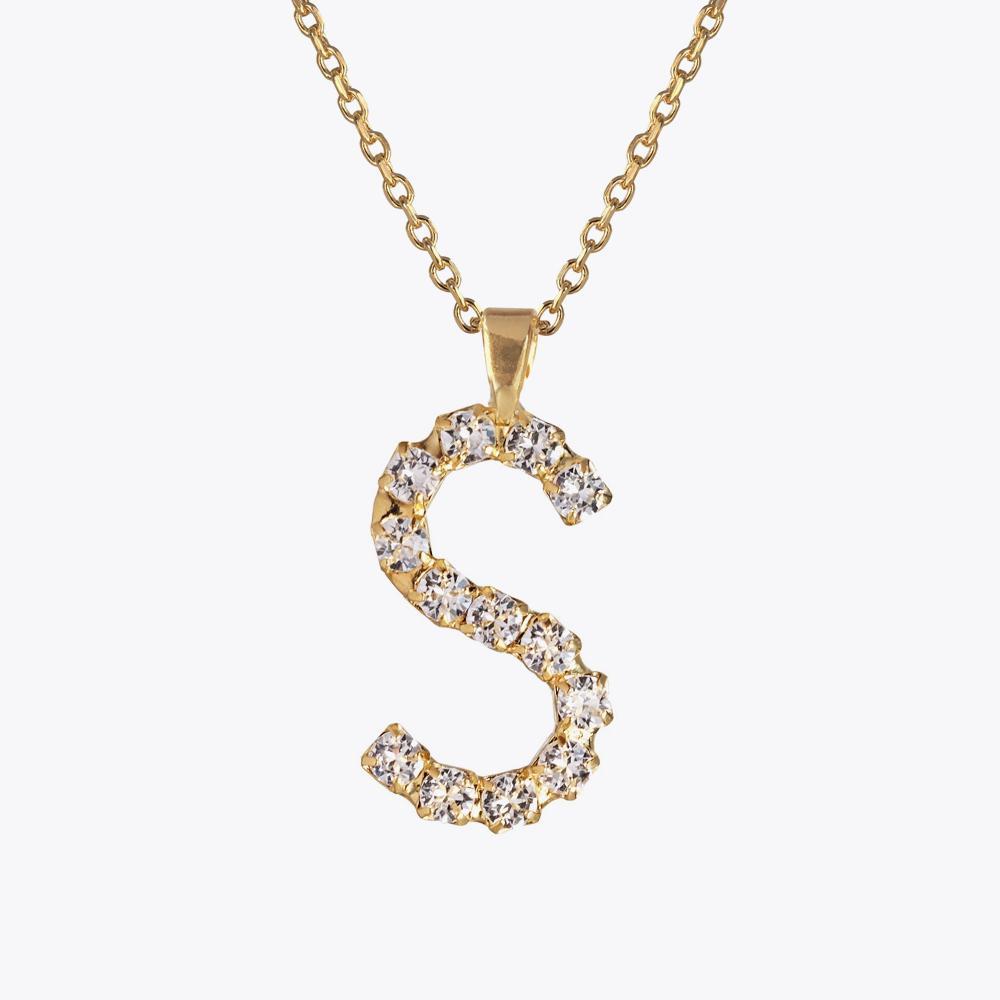 Caroline Svedbom Letter Necklace Crystal Gold 50 Letter S Cm