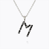 Caroline Svedbom - Mini Letter Black Necklace Letter M Rhodium