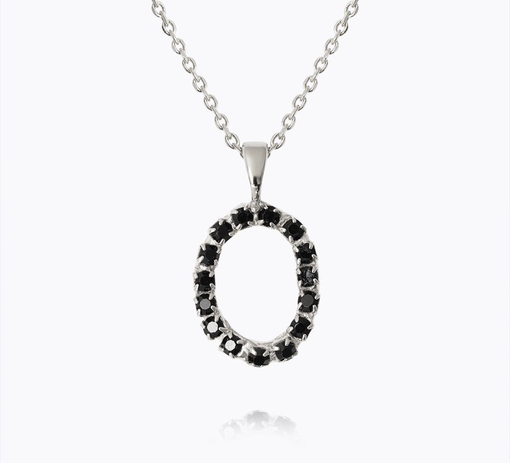 Caroline Svedbom - Mini Letter Black Necklace Letter O Rhodium