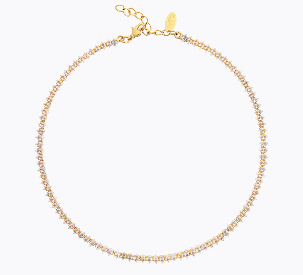 Caroline Svedbom - Crystal Navette Necklace Crystal Gold