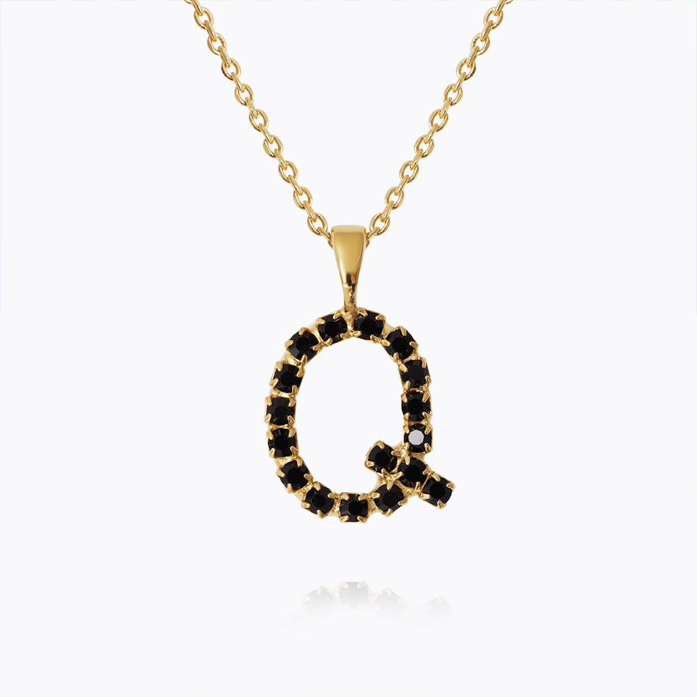 Caroline Svedbom - Mini Letter Black Necklace Letter Q Gold