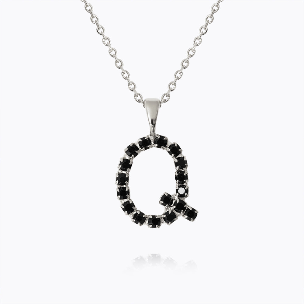 Caroline Svedbom - Mini Letter Black Necklace Letter Q Rhodium