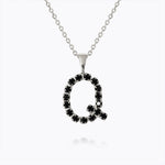 Caroline Svedbom - Mini Letter Black Necklace Letter Q Rhodium