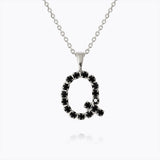 Caroline Svedbom - Mini Letter Black Necklace Letter Q Rhodium
