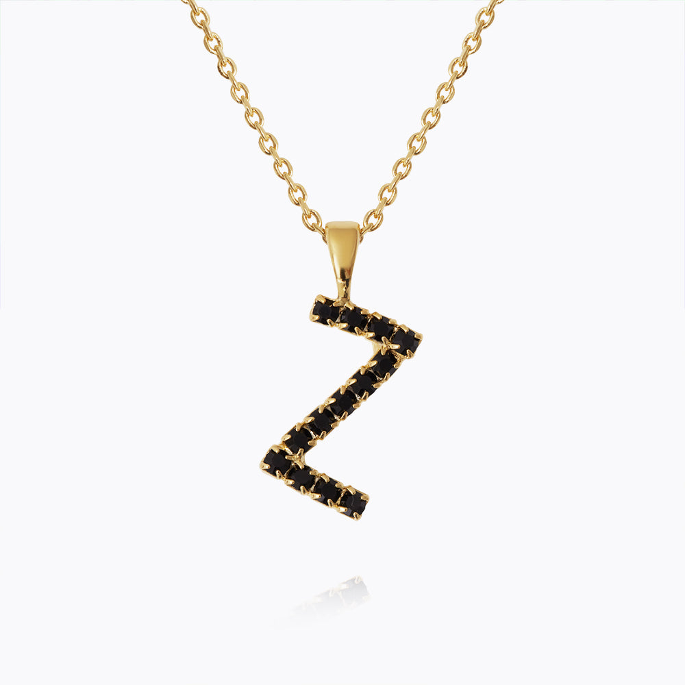 Caroline Svedbom - Mini Letter Black Necklace Letter Z Gold