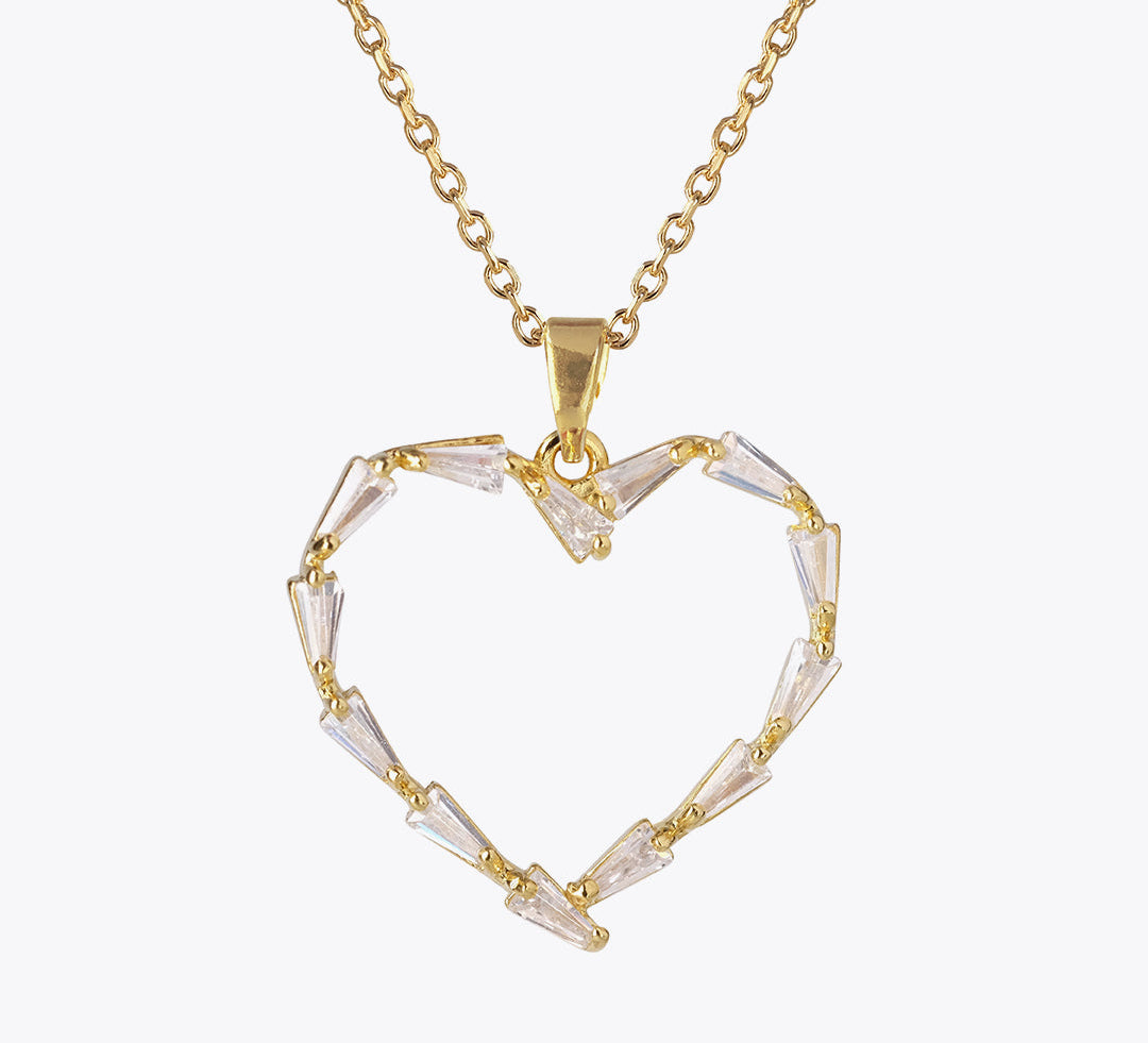Caroline Svedbom - Baguette Heart Necklace Crystal Gold