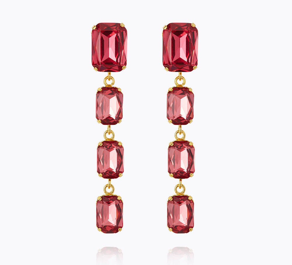 Caroline Svedbom - Lydia Long Earring Mulberry Red Gold