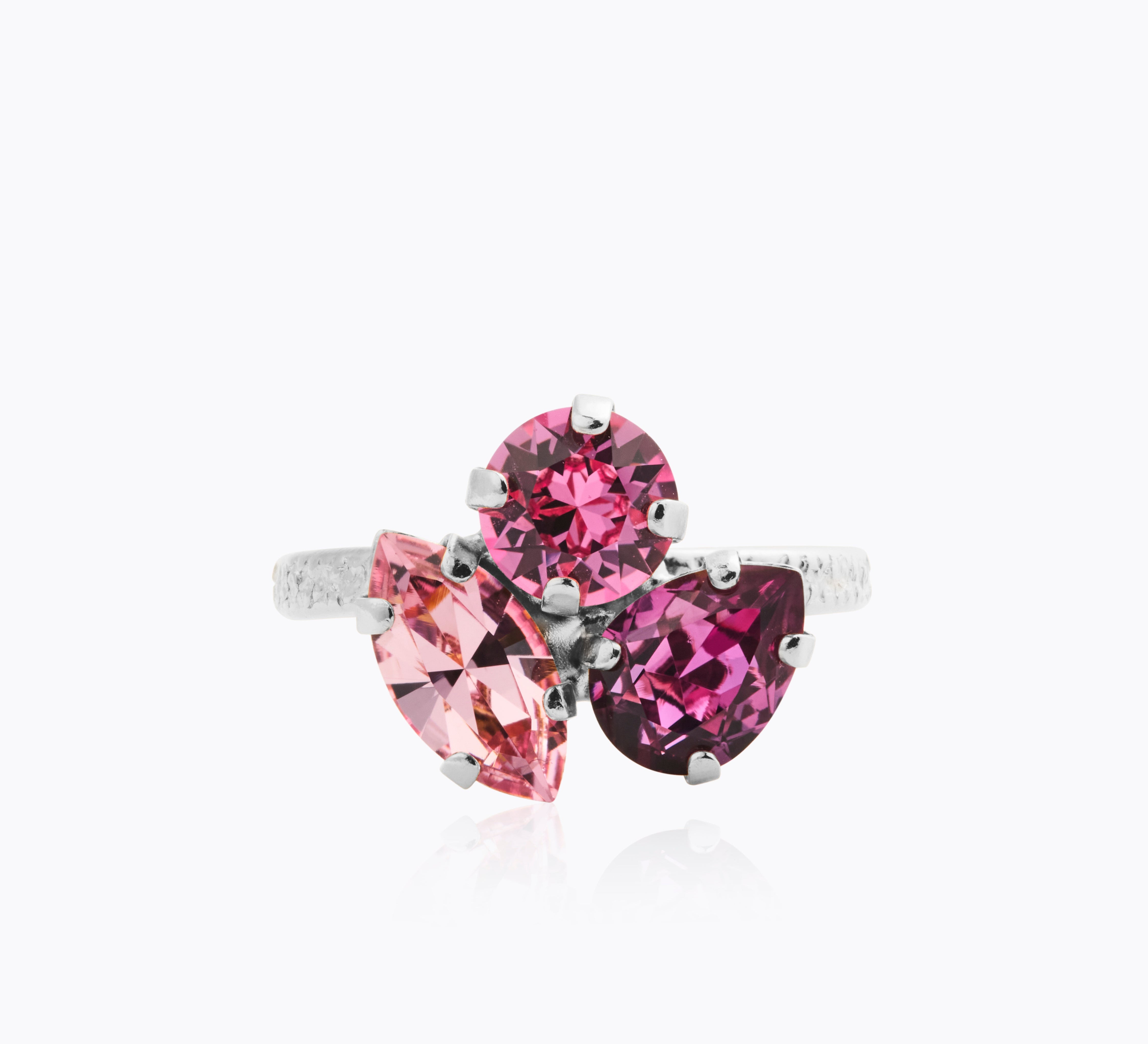 Caroline Svedbom - Ana Ring Dark Rose Combo Rhodium