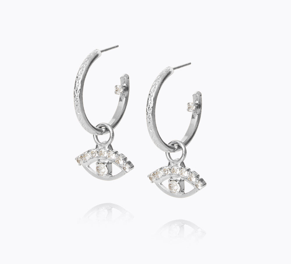 Petite Greek Eye Loop Earrings / Crystal