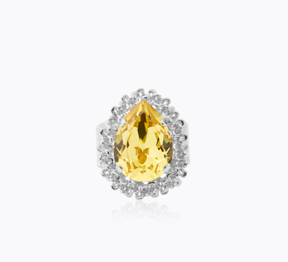 Caroline Svedbom - Classic Gemma Ring Dark Jonquil Rhodium
