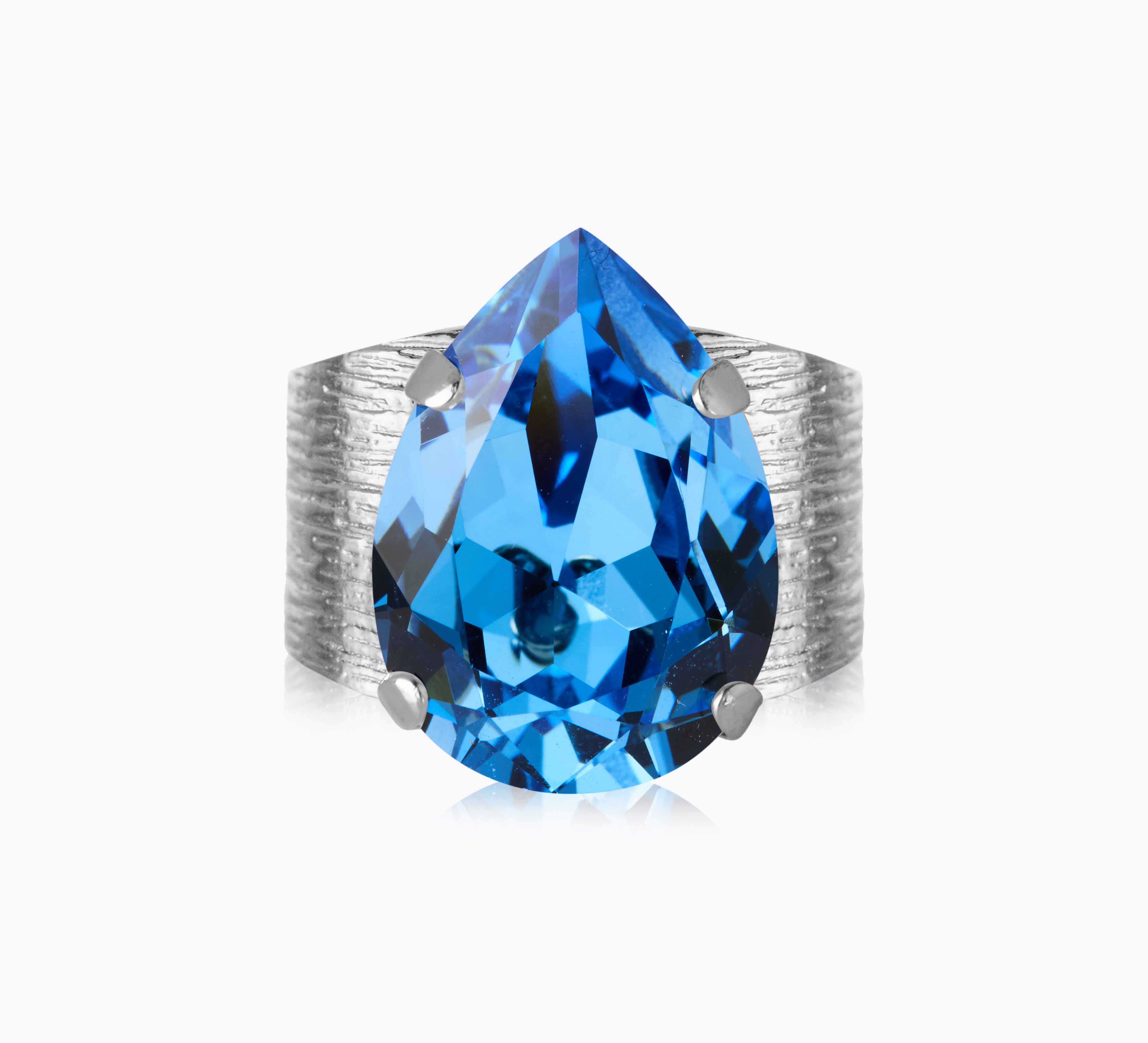 Caroline Svedbom - Classic Drop Ring Recreated Iceblue Rhodium