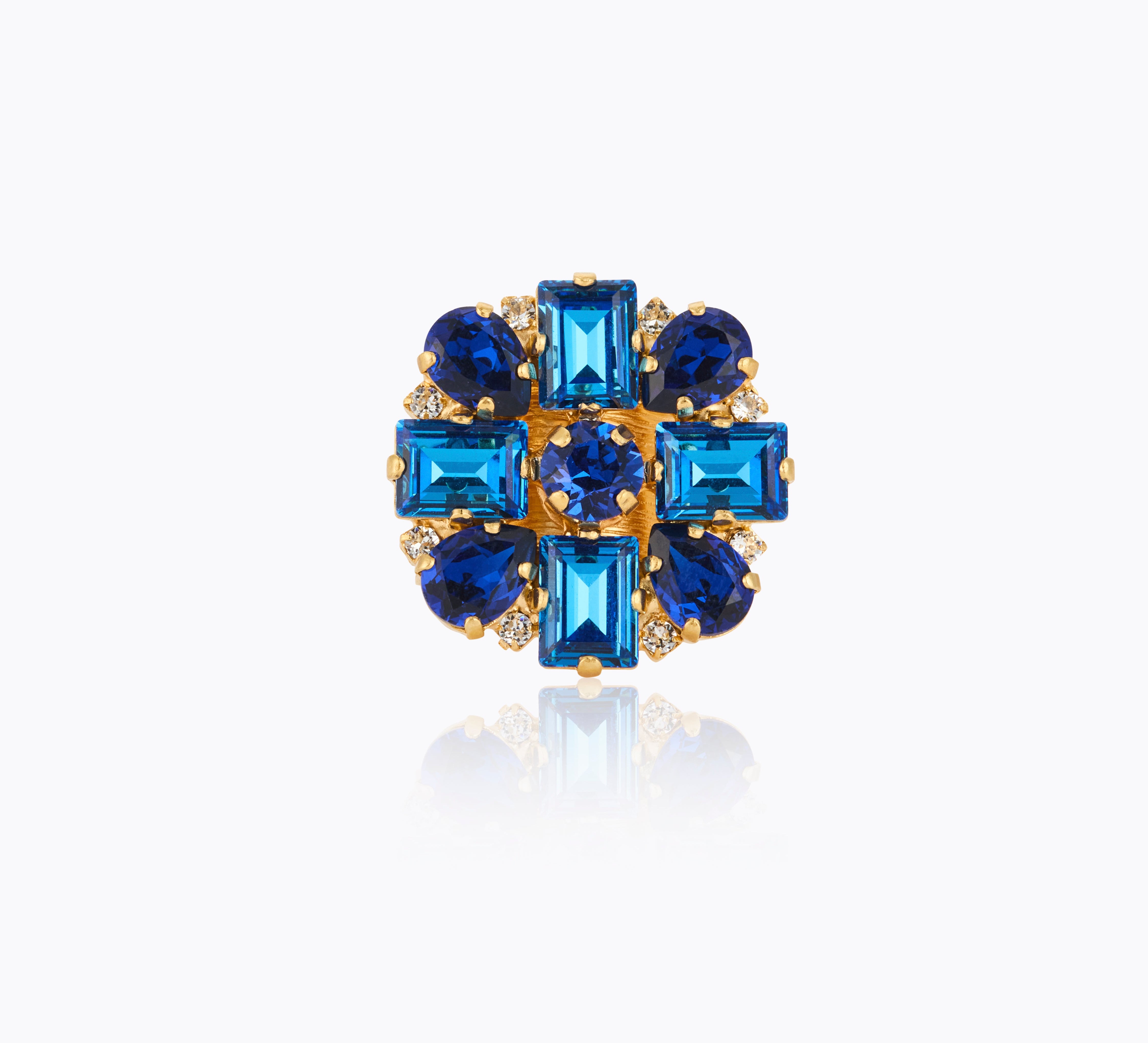 Caroline Svedbom - Diora Statement Ring Recreated Blue Combo Gold