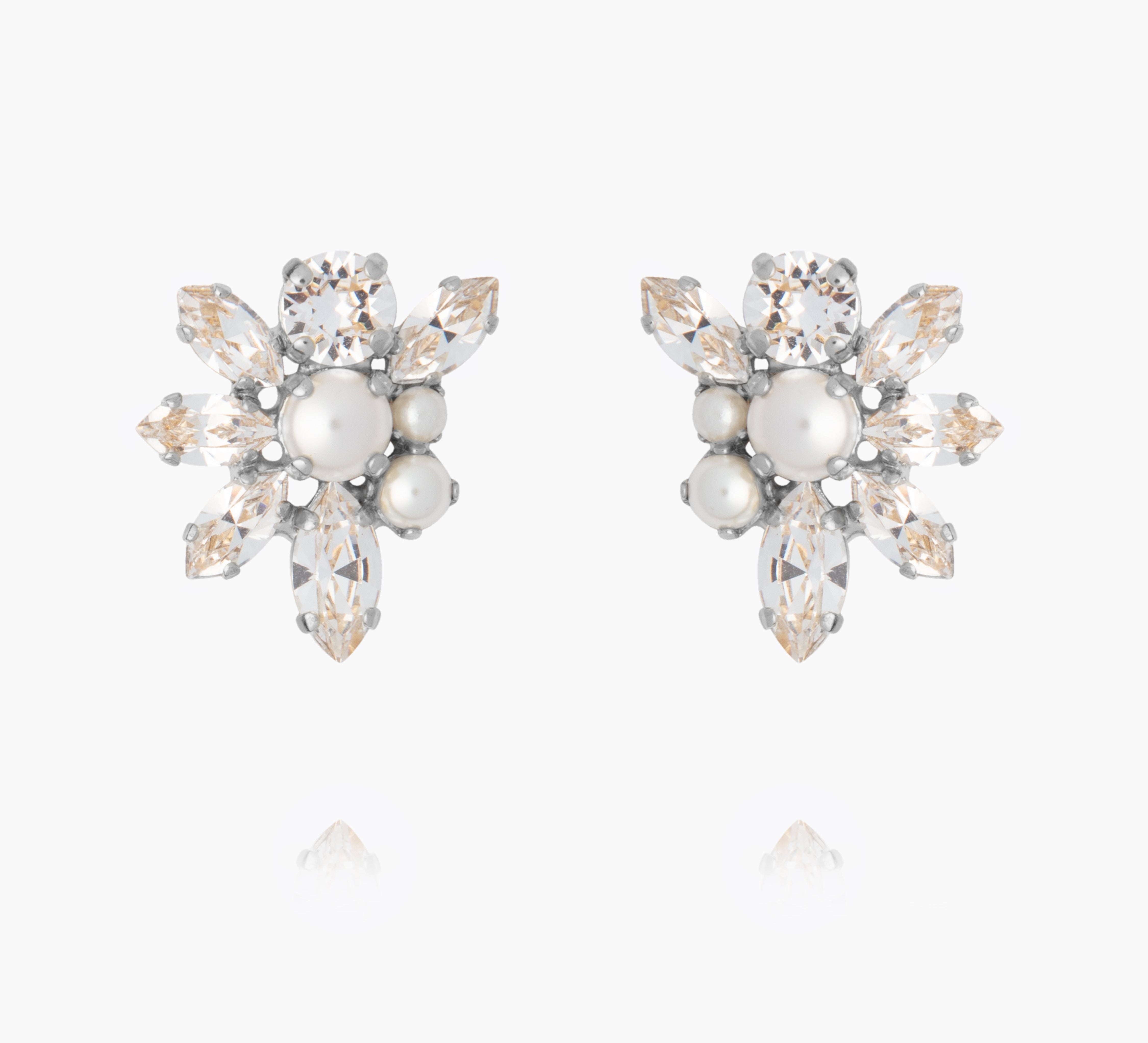 Floral Pearl Earrings / Pearl + Crystal