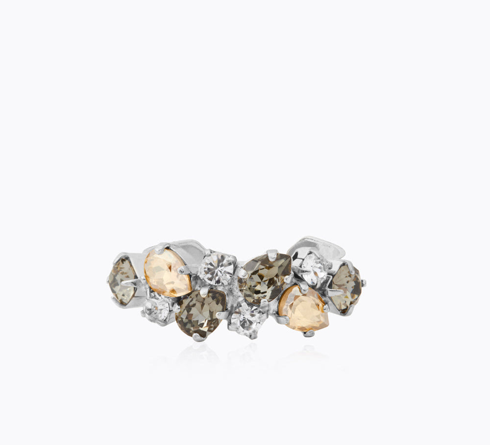 Caroline Svedbom - Gabriella Ring Black Golden Combo Rhodium